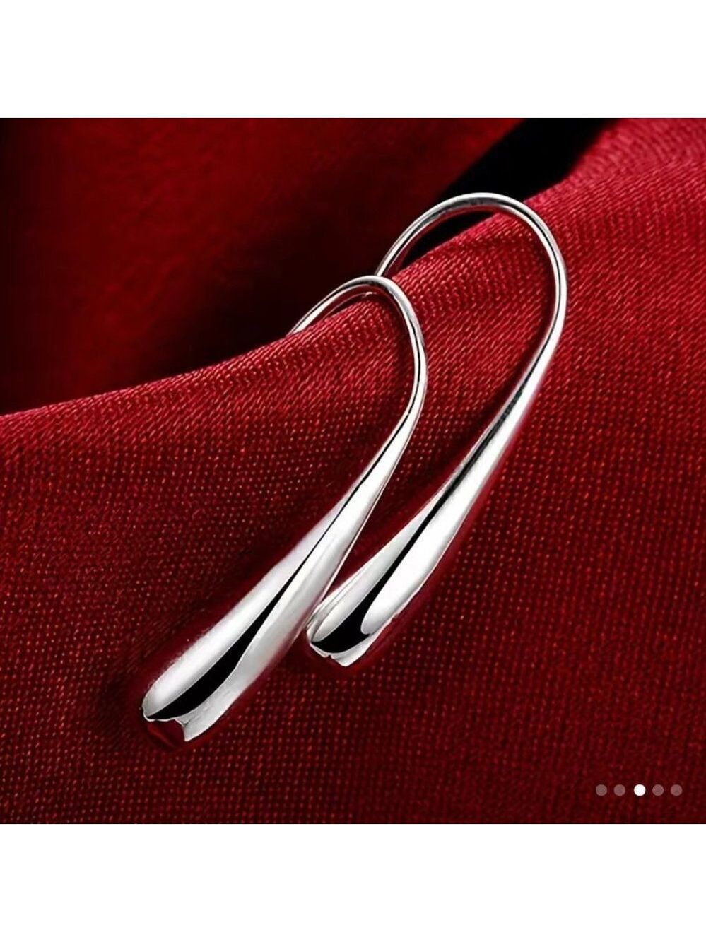S925 Silver Water Drop Earrings #623 - Picture 4 of 5
